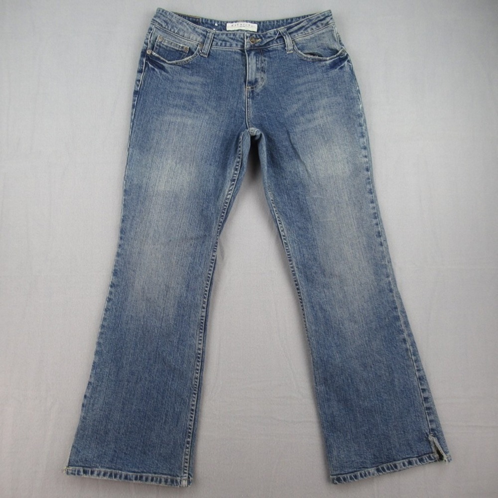 Maurices Hipster Boot Womens 9/10 Short Blue Denim Jeans Low Rise Stretch